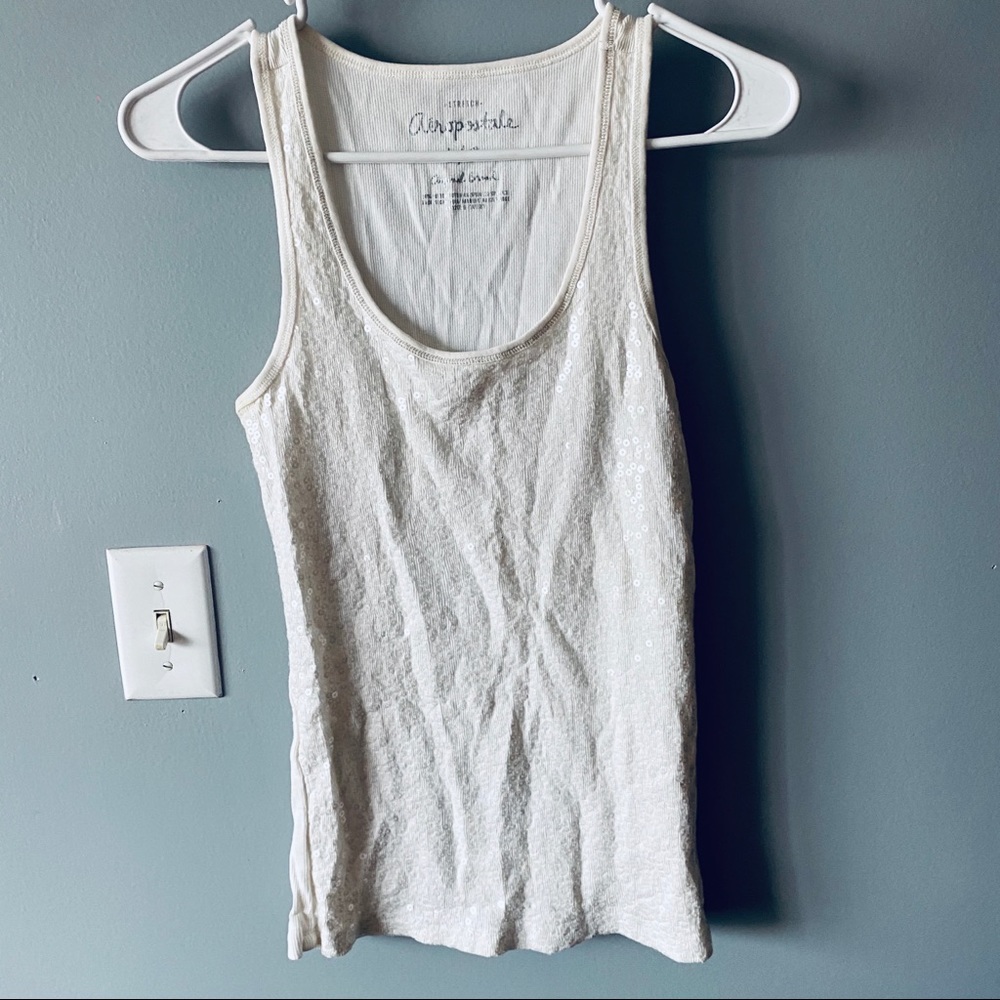 Aeropostale white sequin tank top